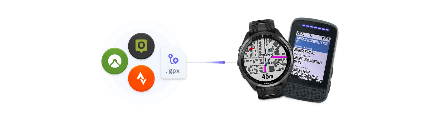 Komoot- und Strava-Routen auf einem Wahoo-Radcomputer