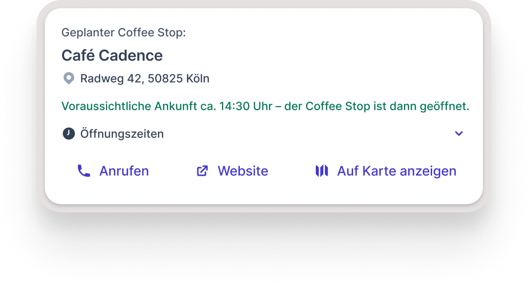 Coffee-Stop Infos in Joinride