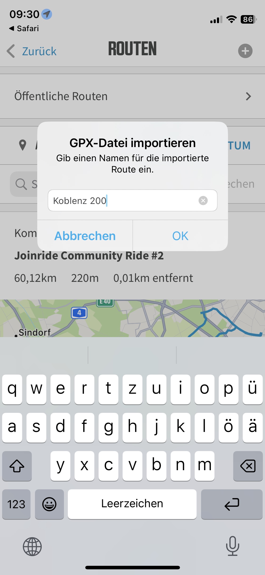 GPX-Datei in Wahoo ELEMNT importieren
