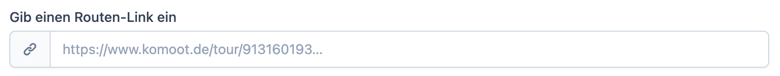 Routen-Link Eingabefeld in Joinride