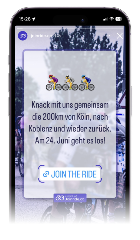 Instagram Story-Template zum Teilen eines Rides