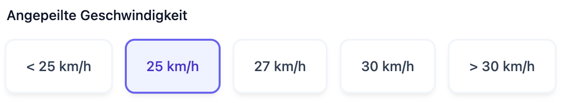 Geschwindigkeits-Auswahl in Joinride